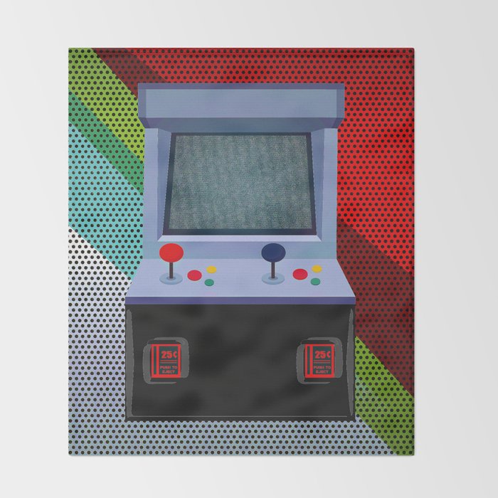 Retro Arcade Joystick Video Game Throw Blanket Gallery Image 2