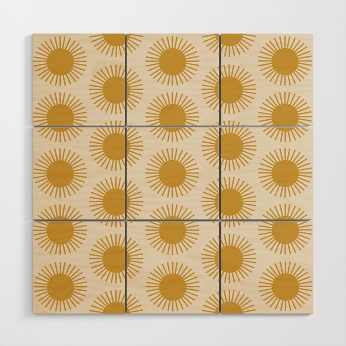 Boho Summer Sun Pattern I Golden Wood Wall Art Gallery Image 1
