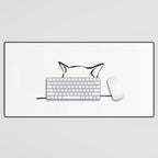 Confused cat meme drawing Desk Mat Gallery Image 1