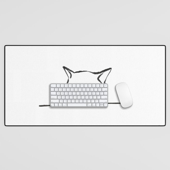 Confused cat meme drawing Desk Mat Gallery Image 1