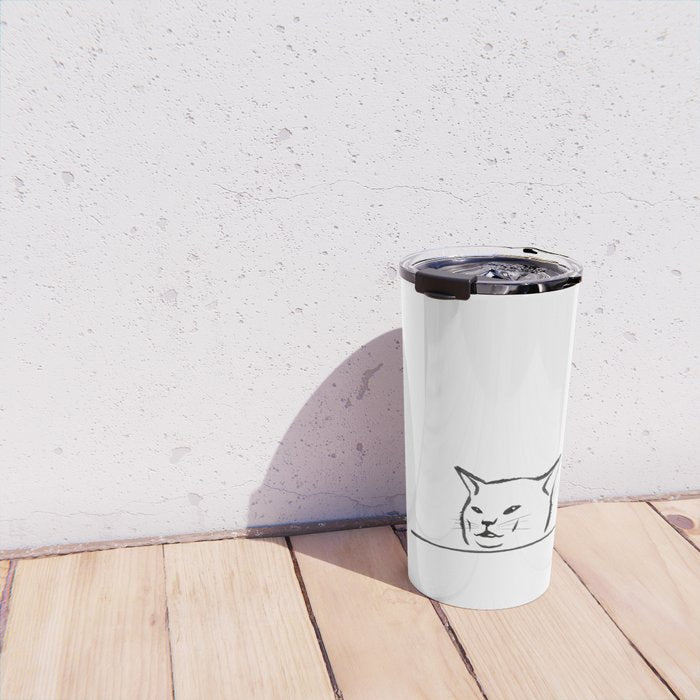 Confused cat meme drawing Travel Mug Gallery Image 4