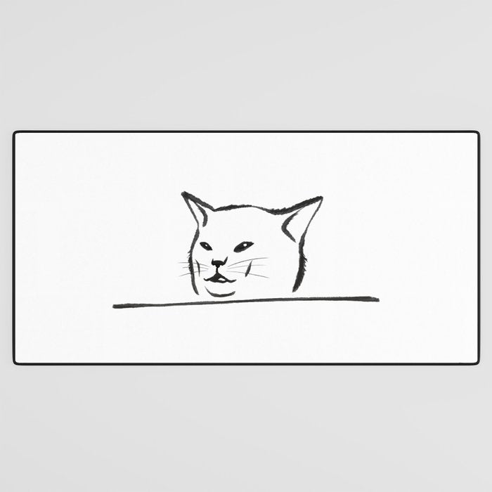 Confused cat meme drawing Desk Mat Gallery Image 3
