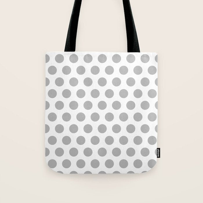 Gray and White Polka Dots 771 Tote Bag Gallery Image 1