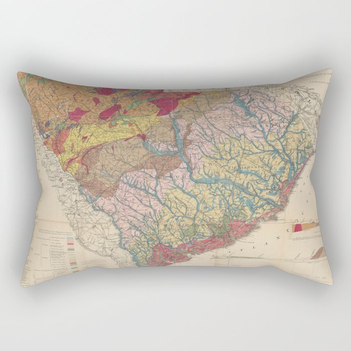 Vintage Geological Map of South Carolina (1883) Rectangular Pillow Gallery Image 2