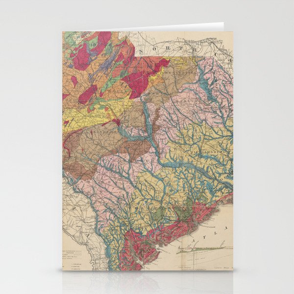 Vintage Geological Map of South Carolina (1883) Stationery Card Gallery Image 1