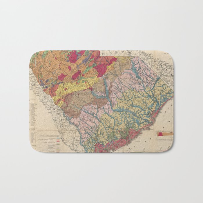 Vintage Geological Map of South Carolina (1883) Bath Mat Gallery Image 1