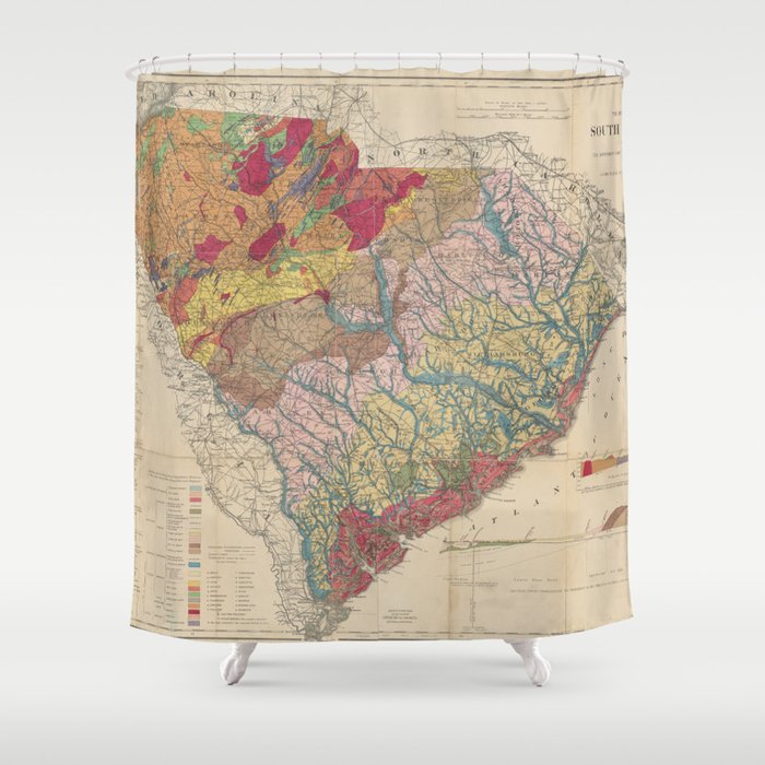 Vintage Geological Map of South Carolina (1883) Shower Curtain Gallery Image 1