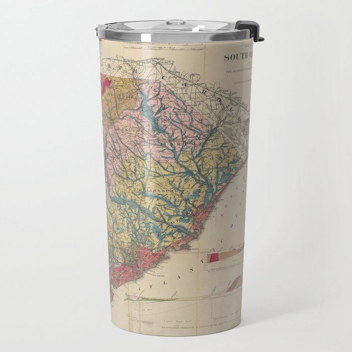 Vintage Geological Map of South Carolina (1883) Travel Mug Gallery Image 2