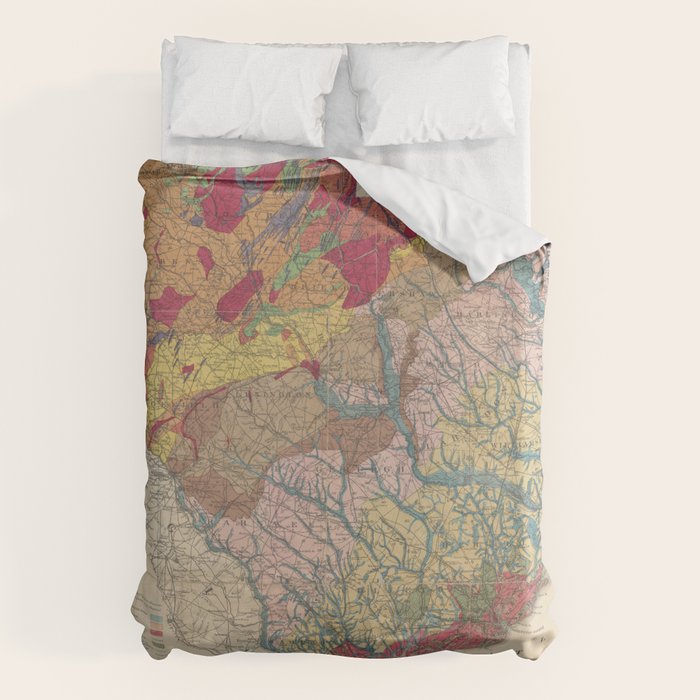 Vintage Geological Map of South Carolina (1883) Duvet Cover Gallery Image 6