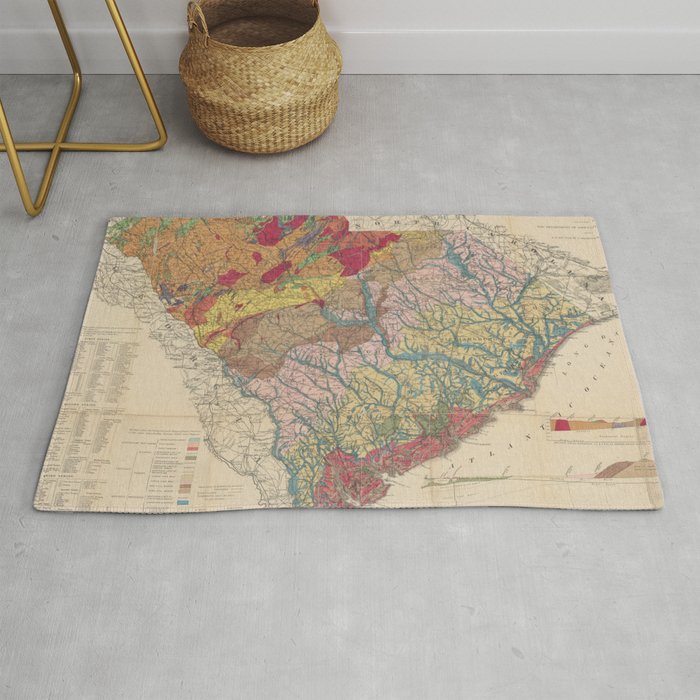 Vintage Geological Map of South Carolina (1883) Rug Gallery Image 1