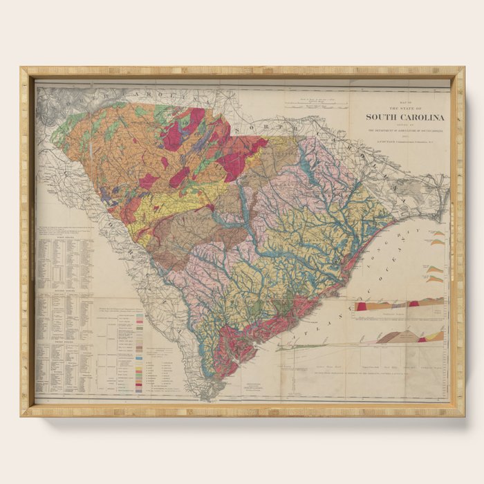 Vintage Geological Map of South Carolina (1883) Serving Tray Gallery Image 1