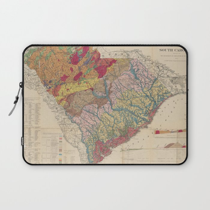 Vintage Geological Map of South Carolina (1883) Laptop Sleeve Gallery Image 1