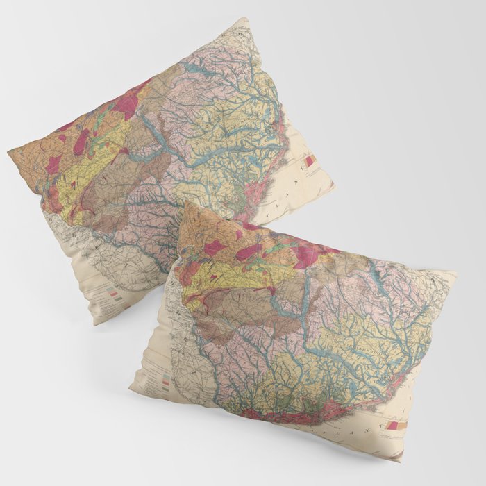 Vintage Geological Map of South Carolina (1883) Pillow Sham Gallery Image 1