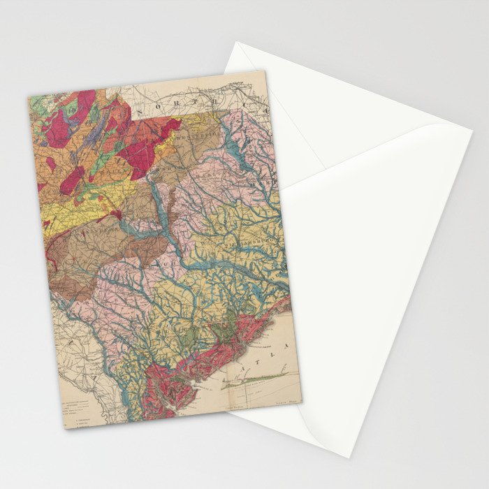 Vintage Geological Map of South Carolina (1883) Stationery Card Gallery Image 2