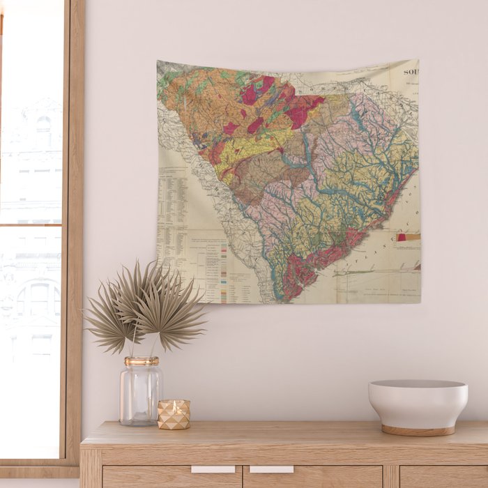 Vintage Geological Map of South Carolina (1883) Wall Tapestry Gallery Image 2