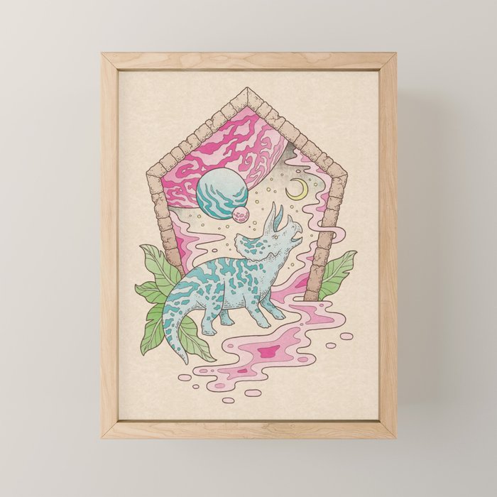 Aeon Archway: Triceratops | Dinosaur Sci-Fi Space Art Mini Art Print Gallery Image 1
