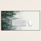 Foggy Pine Trees 3 Desk Mat Gallery Image 1