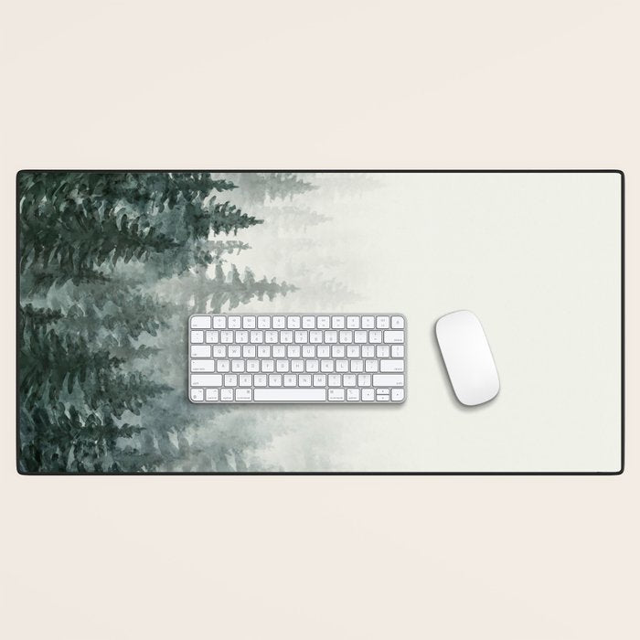 Foggy Pine Trees 3 Desk Mat Gallery Image 1