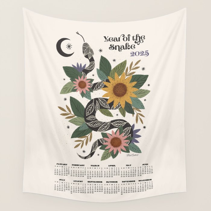  Year of the Snake - 2025 Calendar - Light Wall Tapestry Gallery Image 4
