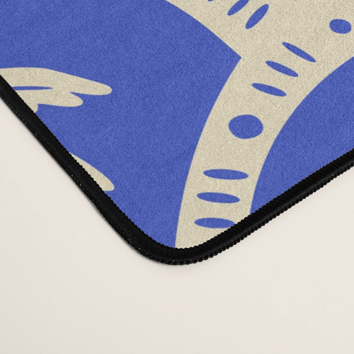 Vintage blue summer palm tree art pattern Desk Mat Gallery Image 4