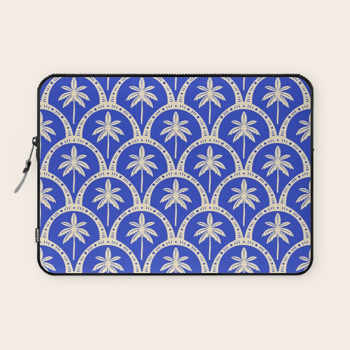 Vintage blue summer palm tree art pattern Laptop Sleeve Gallery Image 1