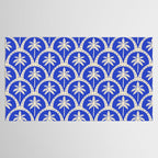 Vintage blue summer palm tree art pattern Tablecloth Gallery Image 2