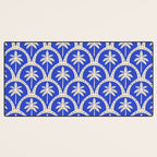 Vintage blue summer palm tree art pattern Desk Mat Gallery Image 3