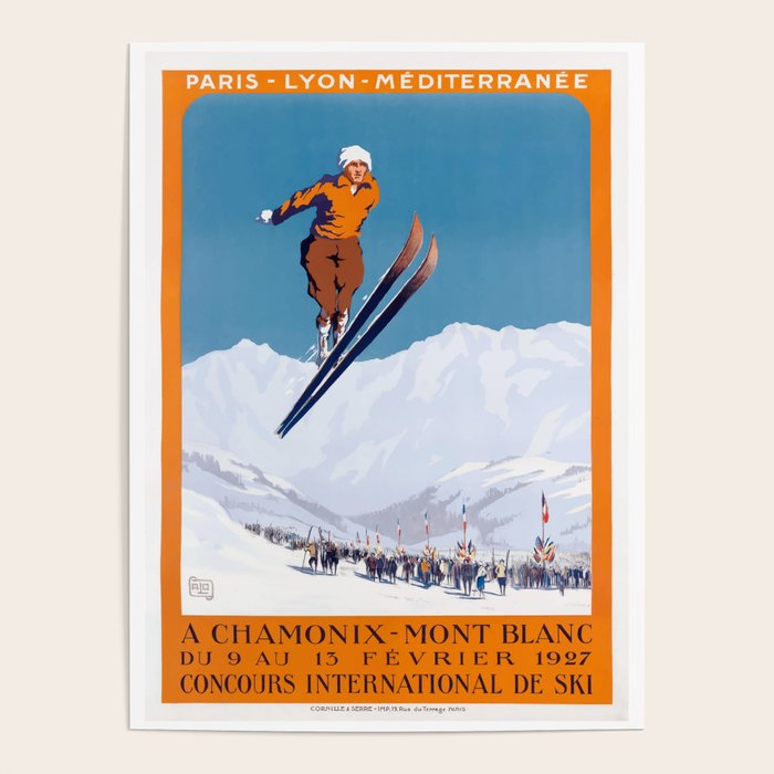 1927 Chamonix - Mont Blanc France Ski Championship Poster Poster Gallery Image 1