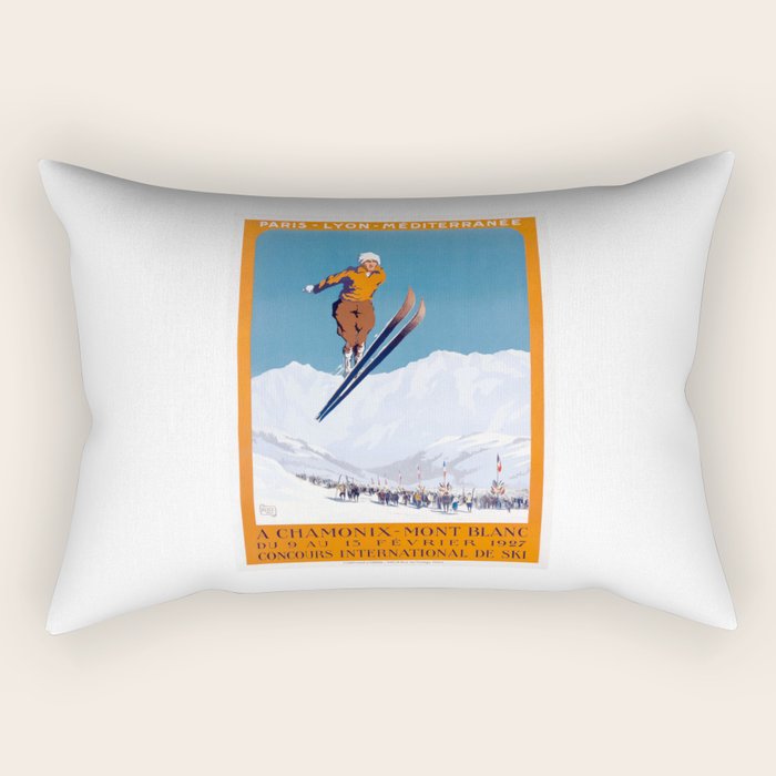 1927 Chamonix - Mont Blanc France Ski Championship Poster Rectangular Pillow Gallery Image 1