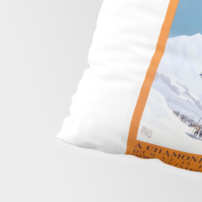 1927 Chamonix - Mont Blanc France Ski Championship Poster Pillow Sham Gallery Image 4