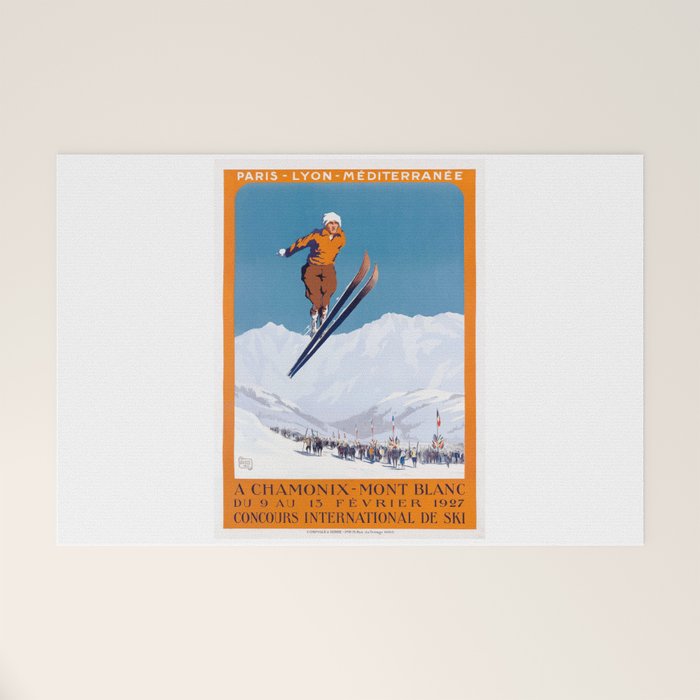 1927 Chamonix - Mont Blanc France Ski Championship Poster Welcome Mat Gallery Image 1