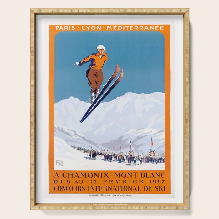1927 Chamonix - Mont Blanc France Ski Championship Poster Serving Tray Gallery Image 1