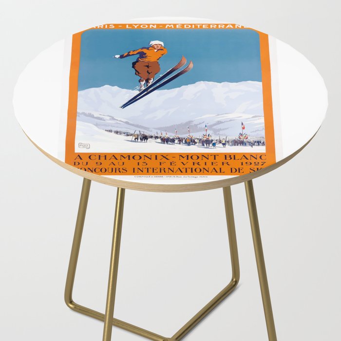 1927 Chamonix - Mont Blanc France Ski Championship Poster Side Table Gallery Image 2