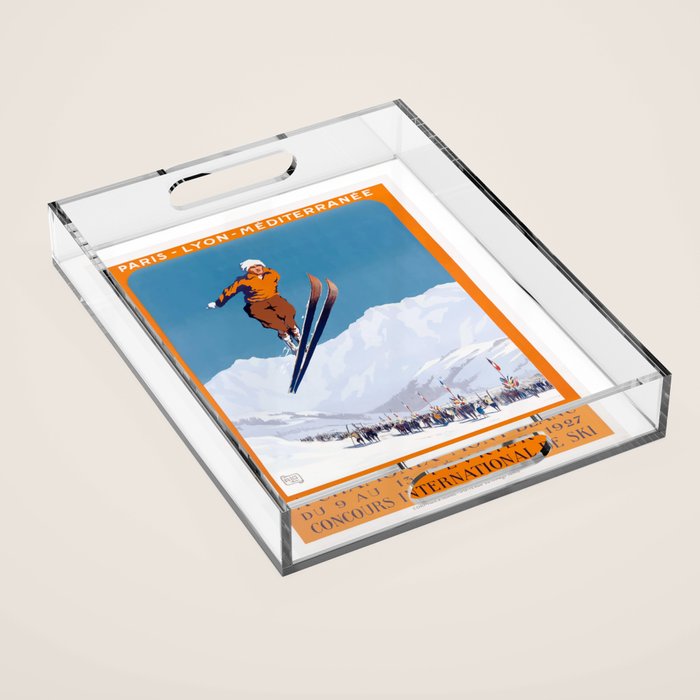 1927 Chamonix - Mont Blanc France Ski Championship Poster Acrylic Tray Gallery Image 1