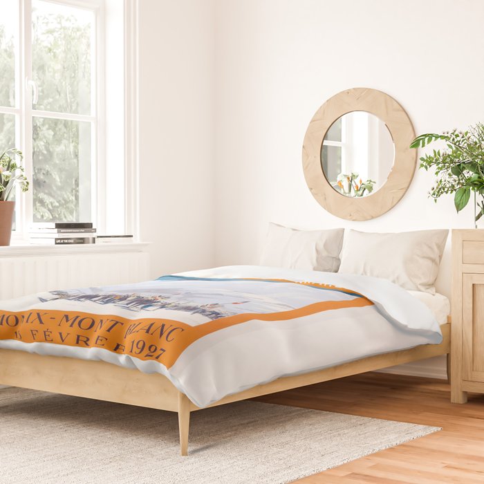 1927 Chamonix - Mont Blanc France Ski Championship Poster Duvet Cover Gallery Image 2