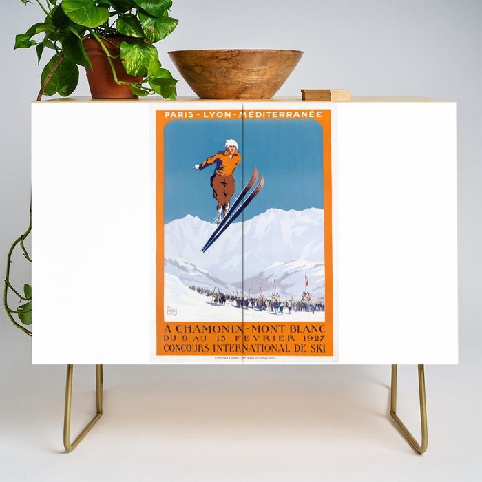 1927 Chamonix - Mont Blanc France Ski Championship Poster Credenza Gallery Image 1