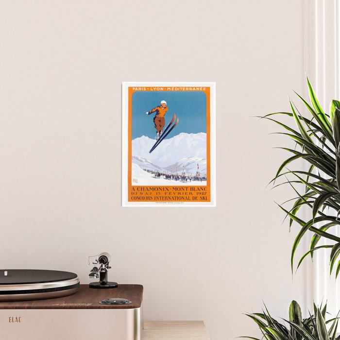 1927 Chamonix - Mont Blanc France Ski Championship Poster Poster Gallery Image 2