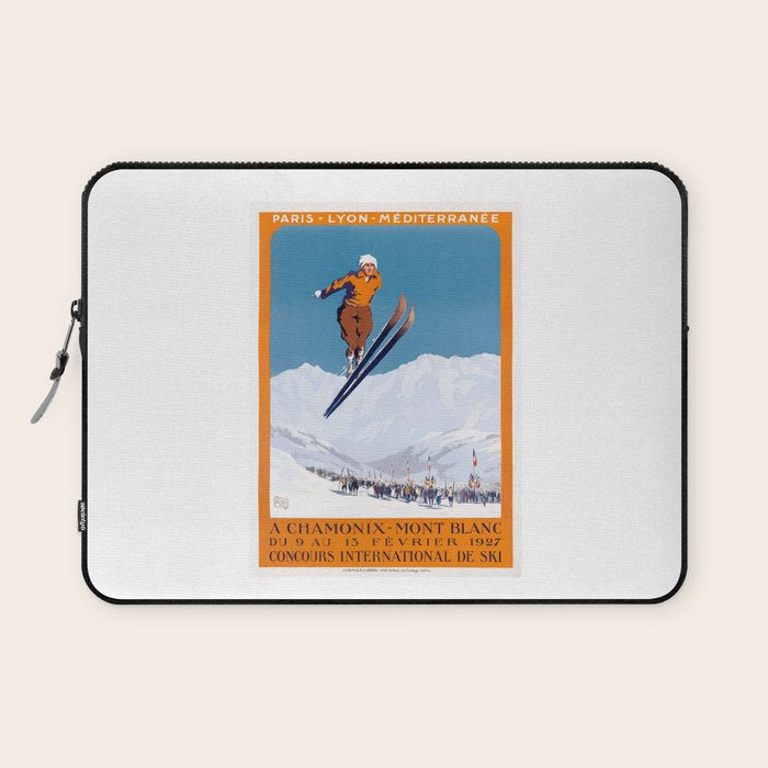 1927 Chamonix - Mont Blanc France Ski Championship Poster Laptop Sleeve Gallery Image 1