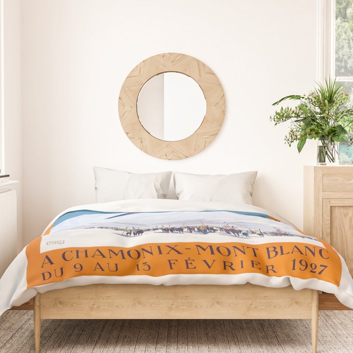 1927 Chamonix - Mont Blanc France Ski Championship Poster Duvet Cover Gallery Image 3