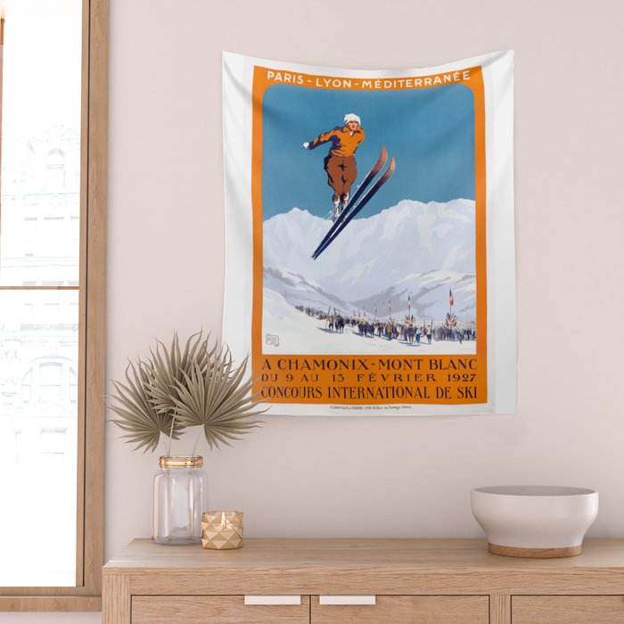1927 Chamonix - Mont Blanc France Ski Championship Poster Wall Tapestry Gallery Image 2