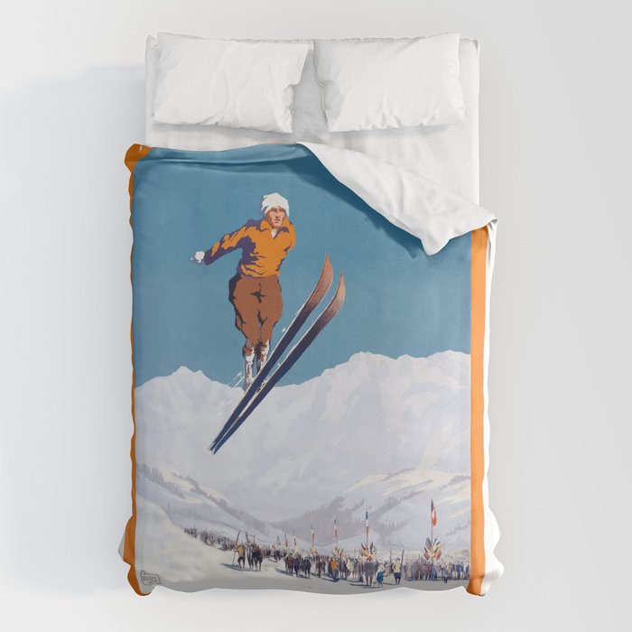 1927 Chamonix - Mont Blanc France Ski Championship Poster Duvet Cover Gallery Image 1