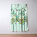 Modern vintage mint marble floral landscape Window Curtain Gallery Image 3