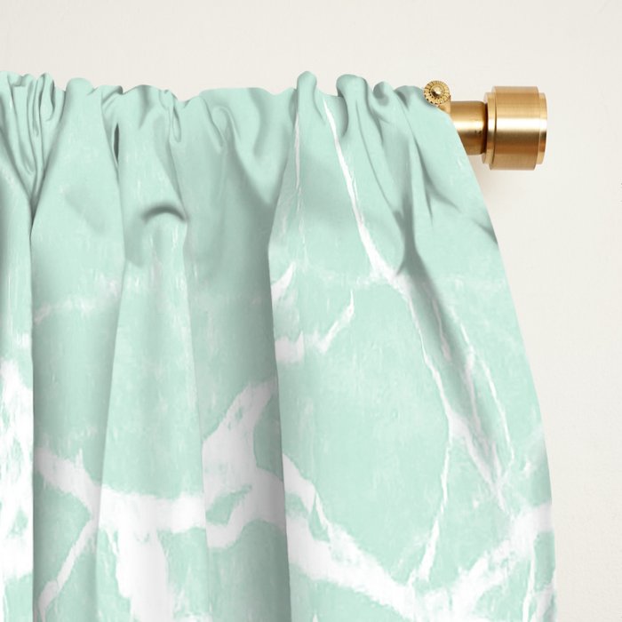 Modern vintage mint marble floral landscape Window Curtain Gallery Image 2