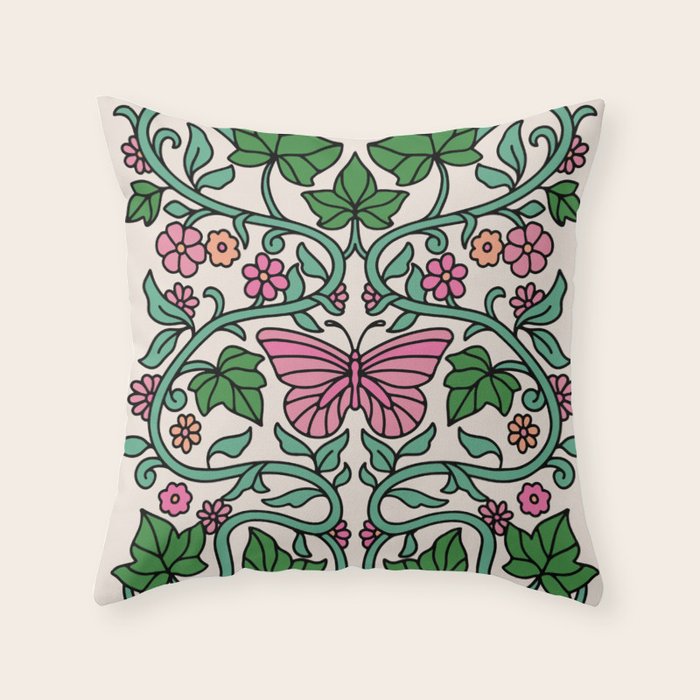 Pink Ivy Throw Pillow Gallery Image 1