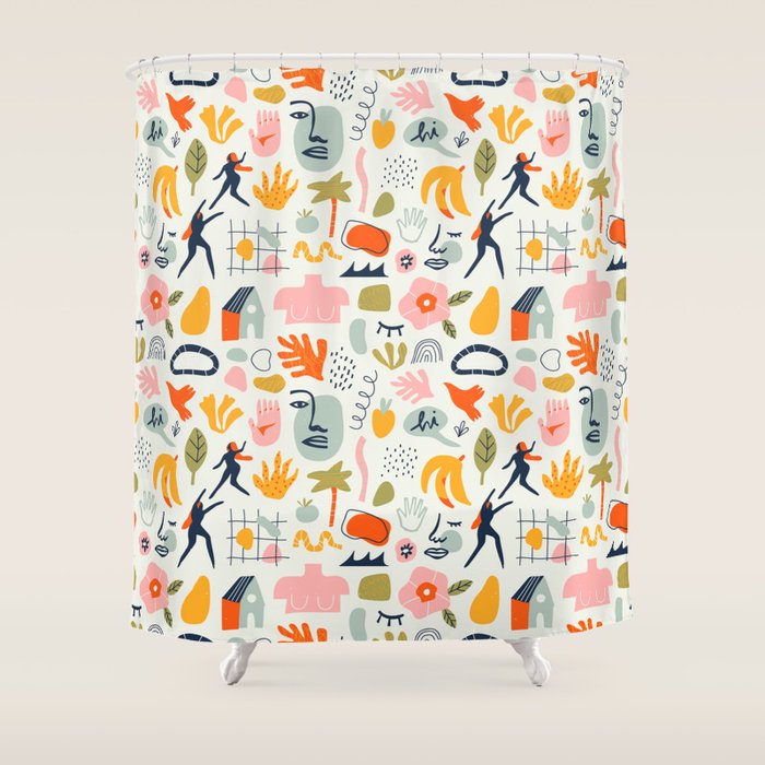 Abstract organic summer nature art pattern Shower Curtain Gallery Image 1