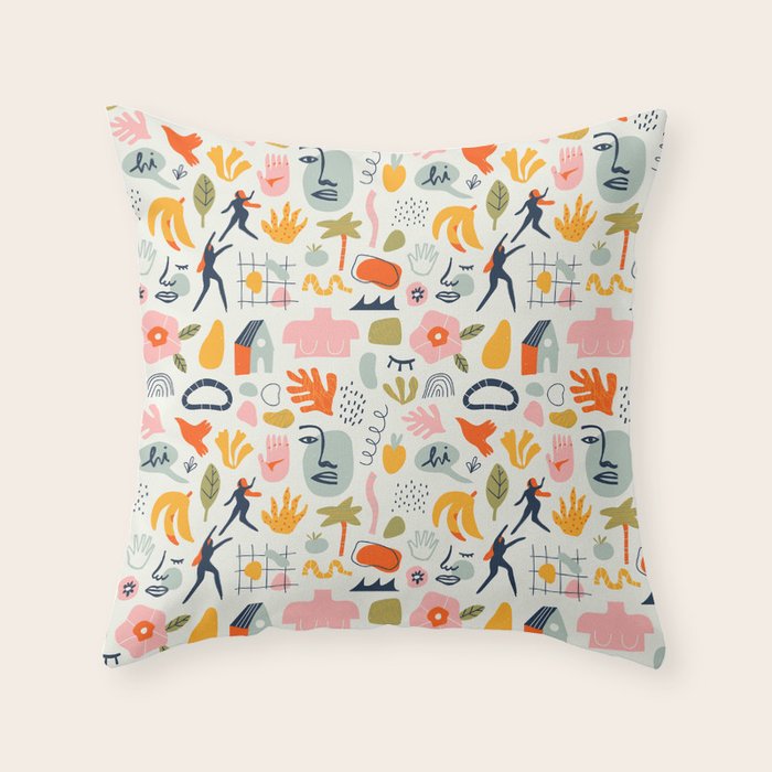 Abstract organic summer nature art pattern Throw Pillow Gallery Image 6