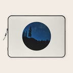 Mid Century Modern Round Circle Photo Blue Star Night Sky Pine Tree Silhouette Laptop Sleeve Gallery Image 1