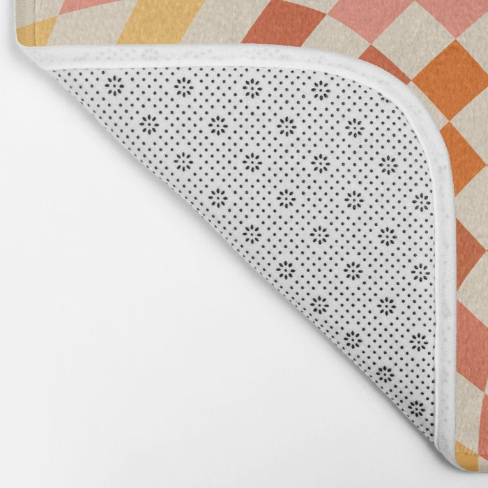 Orange, Yellow & Pink  Swirl Checker Bath Mat Gallery Image 2