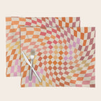 Orange, Yellow & Pink  Swirl Checker Placemat Gallery Image 1