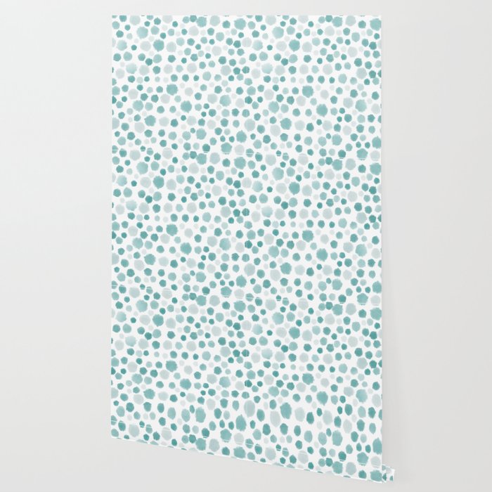 Mint Watercolor Dots - Aqua, Teal, Mint, Blue Wallpaper Gallery Image 2